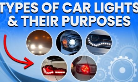 What are the different types of automotive lights, and what are their specific functions (e.g., headlights, taillights, fog lights)?